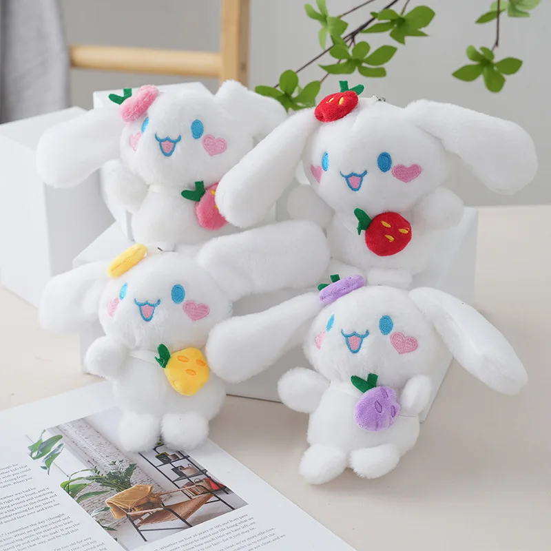 13CM Hot Sanrio Plush Stuffed Doll Cute Fruit Cinnamoroll Toy Kuromi Melody Kawaii Plush Keychain Backpack Pendant Birthday Gift