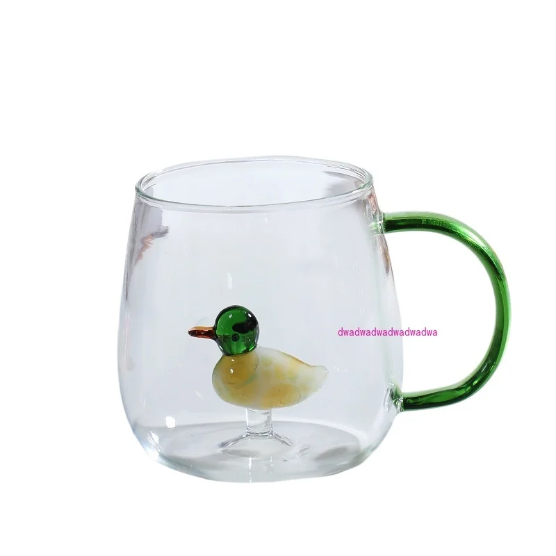 

Three-dimensional animal rose glass high temperature resistant household milk mug