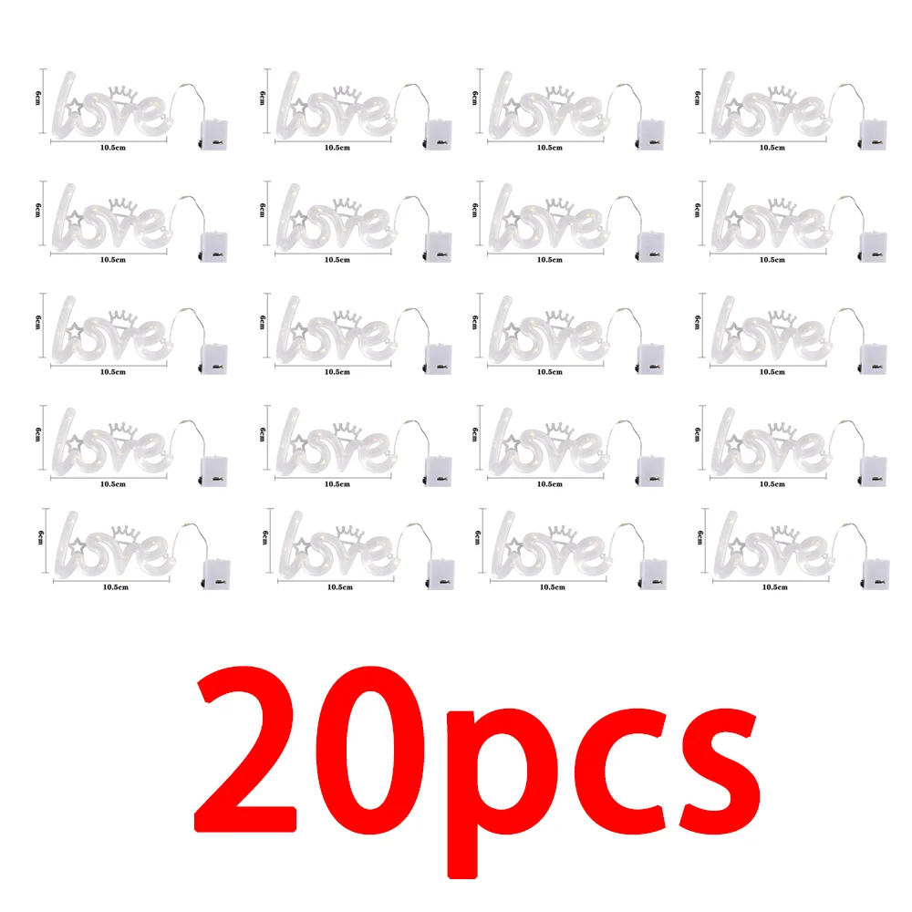 

20PCS LED Love Alphabet String Lights Luminous Fairy Light Valentine's Day Birthday Wedding Party Christmas Decoration Garland
