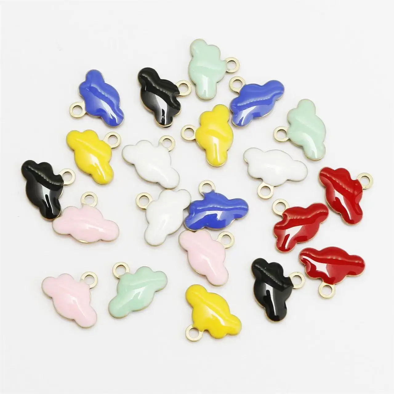 

20pcs Cloud Dripping oil Small Pendants Copper for DIY Necklace Bracelet Craft Charms for Jewelry Making