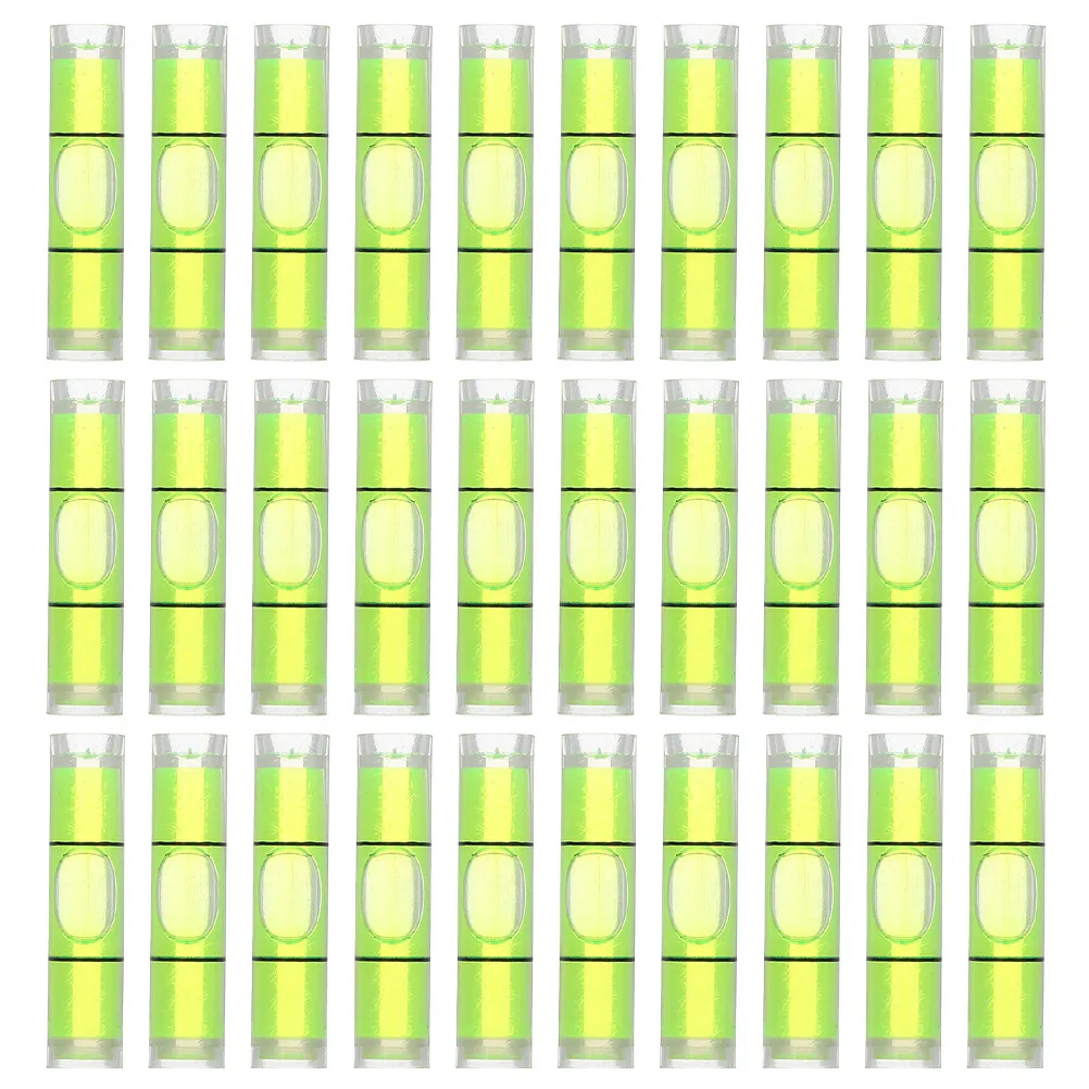 50Pcs Small Mini Cylindrical Bubble Spirit Level 8x23mm Plastic Horizontal Level Vials Precision Measuring Instrument for Wall