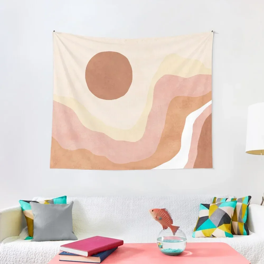 

Neutral & pink mountain sun landscape Tapestry Cute Room Things Tapete For The Wall Tapestry