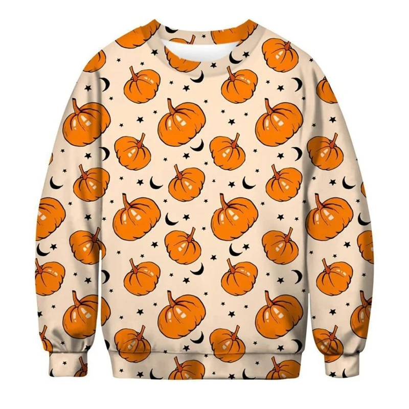 

Men's Halloween Pumpkin Graphic 3D Printed Sweatshirt Fashion Cartoon round Neck Oversized Pullover Casual Festival Top