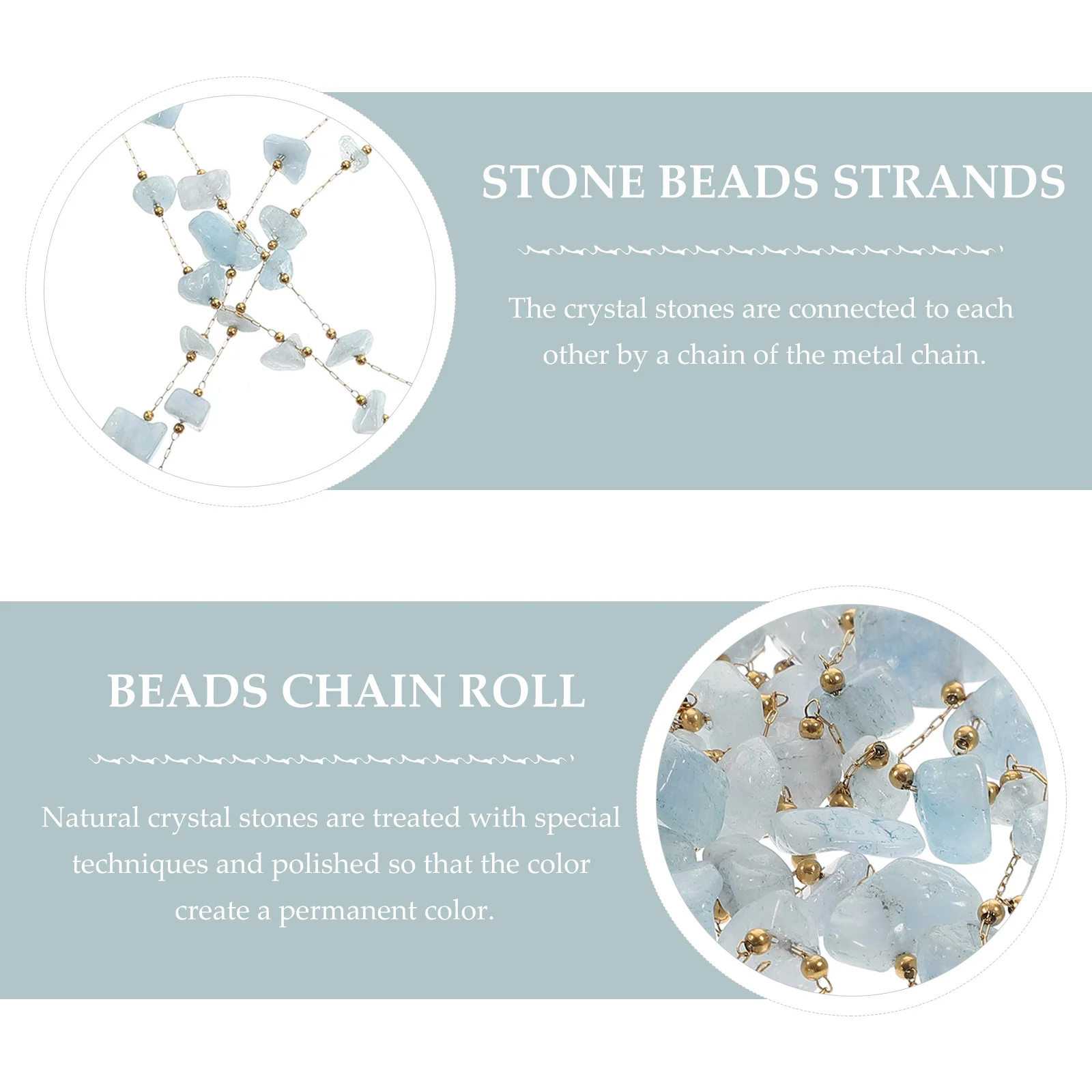 

Natural Crystal Stone Chip Beads Strand Stainless Steel Chain for DIY Jewelry Craft Making Beaded String Decoration