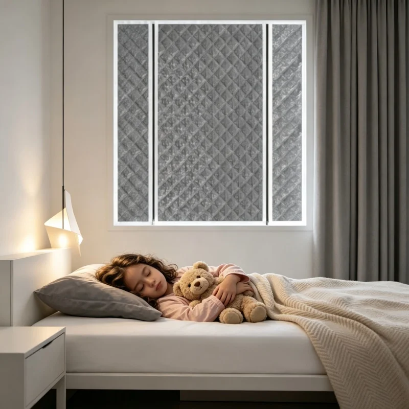Double open white simple and fashionable cotton zipper curtains, windproof and warm, fully sealed household curtains