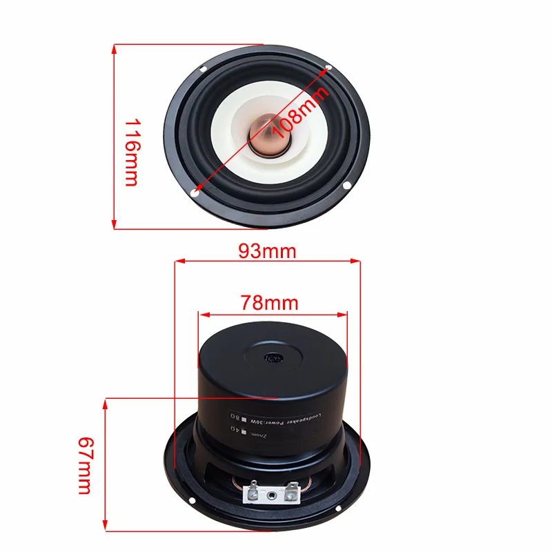 6ohm 4ohm alto-falante de alcance completo 4 Polegada três estágios equilíbrio alta fidelidade tweeter midrange woofer alto-falantes diy parte 1pc