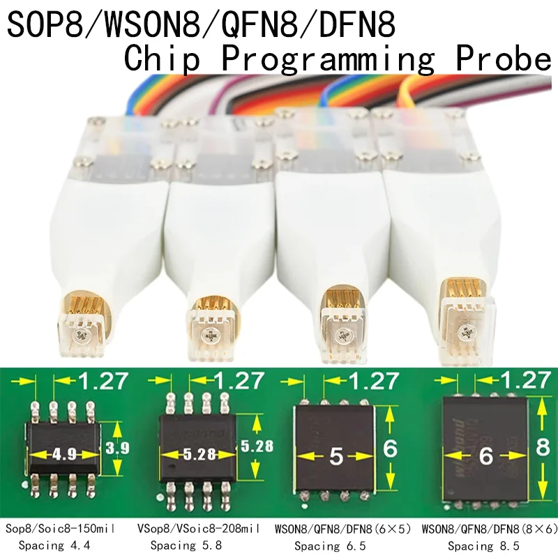 1PCS SOP8/SOIC/WSON8/QDFN8 Chip Burning & Reading Probe - Spring Pin Flash Chip Burner with Spacing Cable