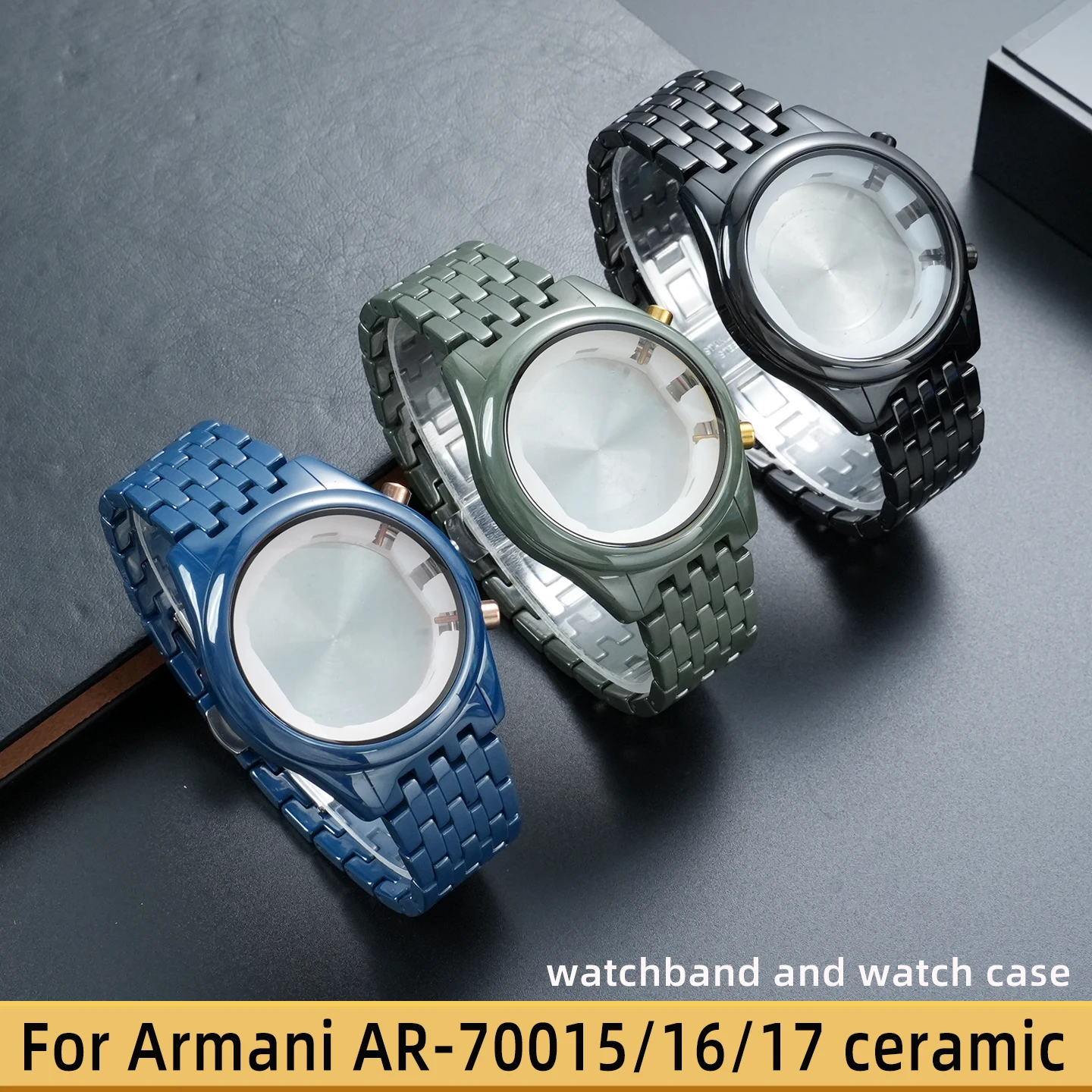 

Suitable for Armani AR-70015/AR70016/ar70017 ceramic watchband + watch case, men's modification kit accessories