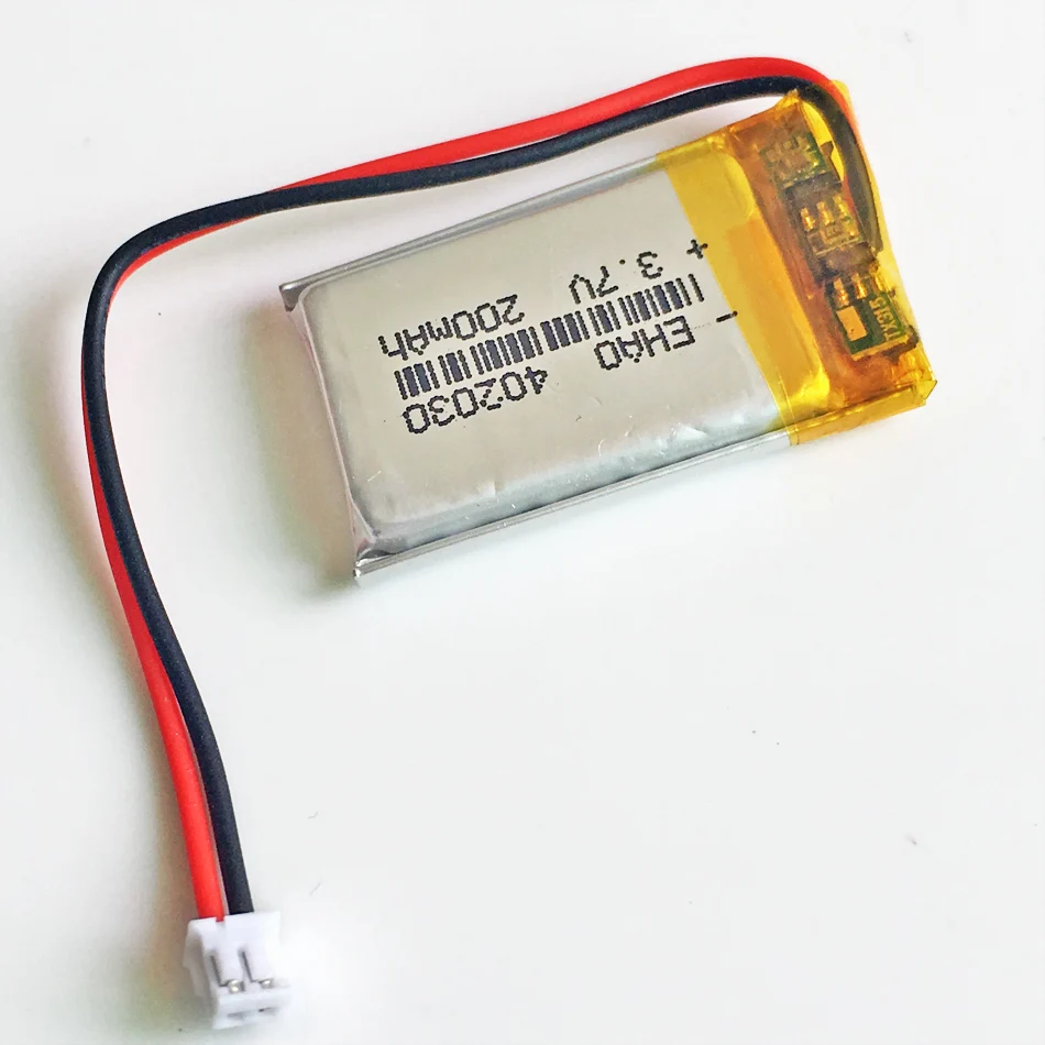 Akumulator LiPo 3,7 V 200 mAh 402030 Polimer litowo-polimerowy + JST ZH 1,5 mm 2pin do kamery Mp3 Bluetooth GPS Część elektroniczna