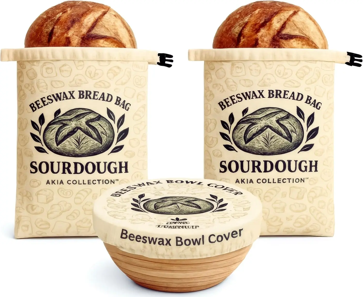 

Многоразовые формы для хлеба из пчелиного воска для домашнего хлеба и закваски (2 формы + 1 крышка из воска) – XL, восковые формы для закваски