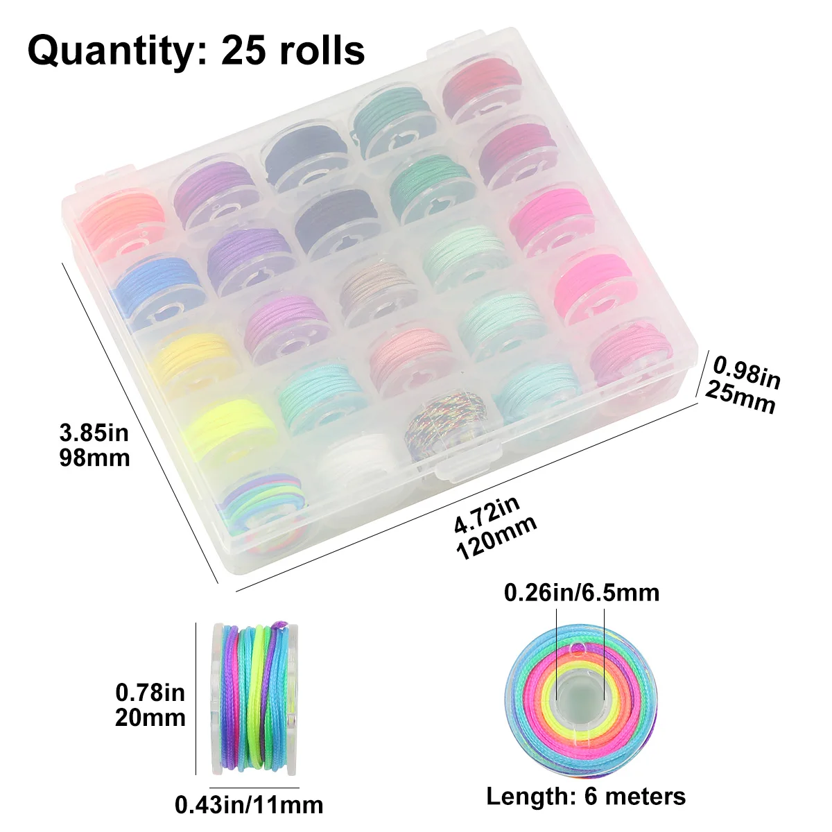25 Roll-Pack 0.8mm jewelry Threads Beading Cords Assorted Colors For Bracelets Necklaces Jewelry Making Crafts DIY Accessories