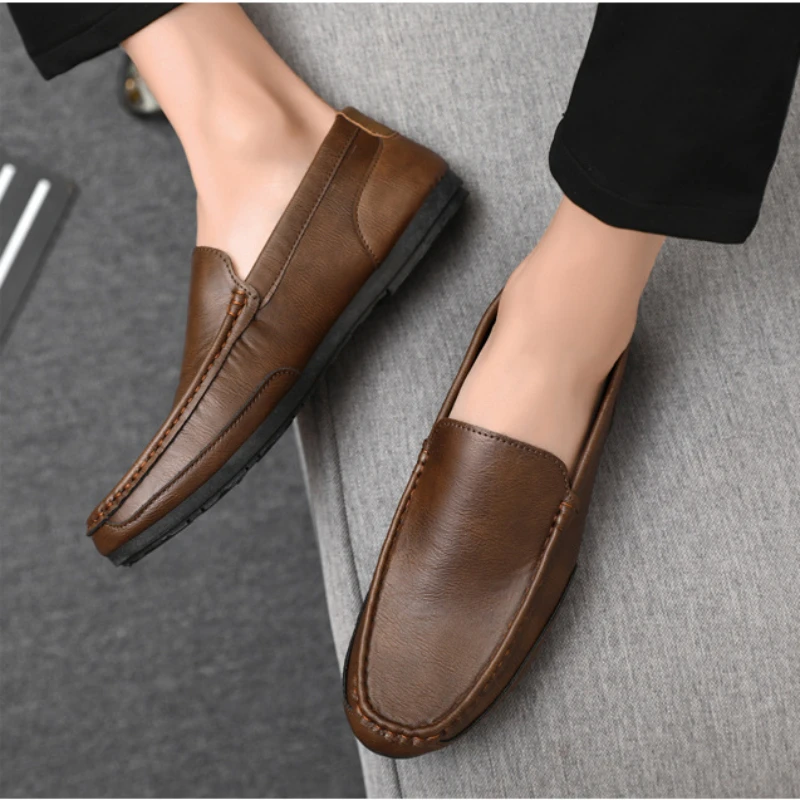 High Quality Leather Loafers Men Casual Shoes Moccasins Slip on Men\'s Flats Fashion Men Boat Shoes Male Driving Shoes Hombre