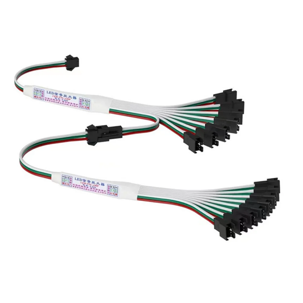 Mini Signal Amplifier Repeater for WS2812B WS2811 16703 SK6812 3Pin RGBIC Addressable LED Strip String Module 1 TO 4/8 5-24V