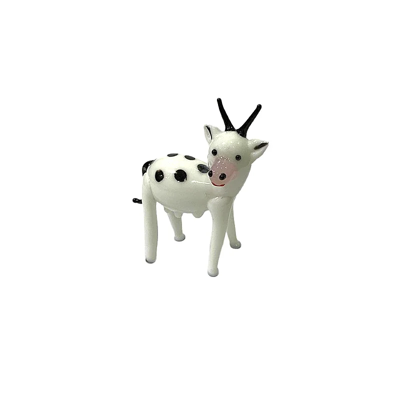 

Handmade Murano Glass Cow Figurine Cute Animal Small Statue Home Table Decor Collection Creative New Year Christmas Holiday Gift