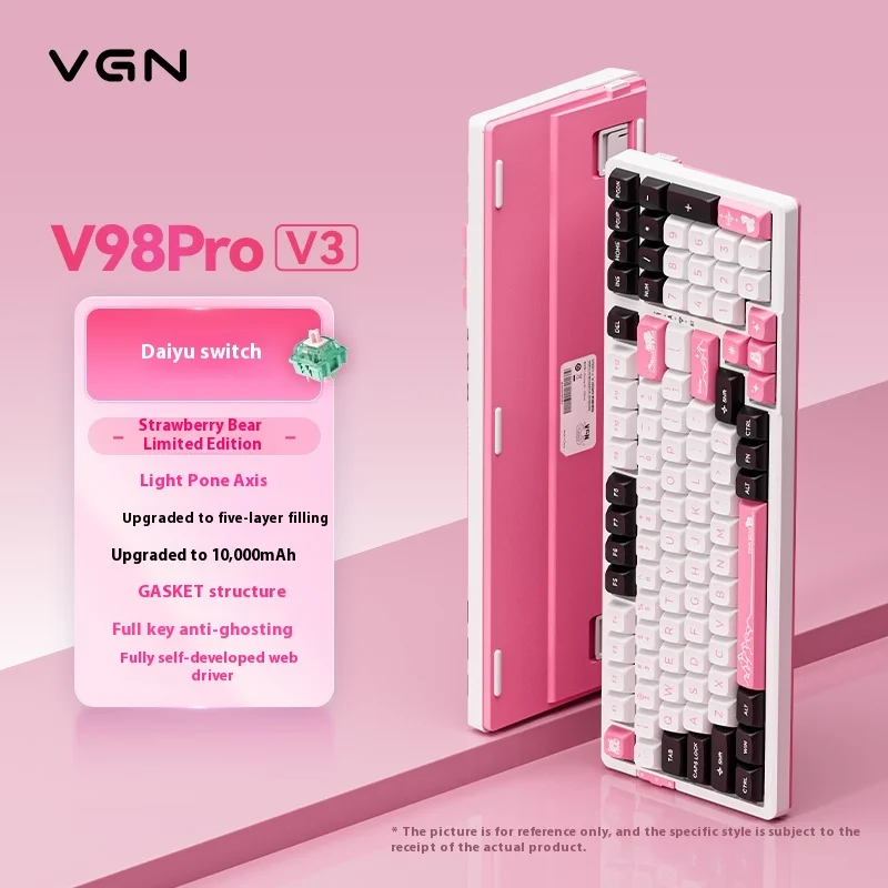 Vgn V98prov3 Polar Fox ثلاثة أوضاع مبادلة ساخنة لاسلكية قابلة للتخصيص لوحة مفاتيح ميكانيكية للألعاب معدات مكتبية للكمبيوتر الطرفية