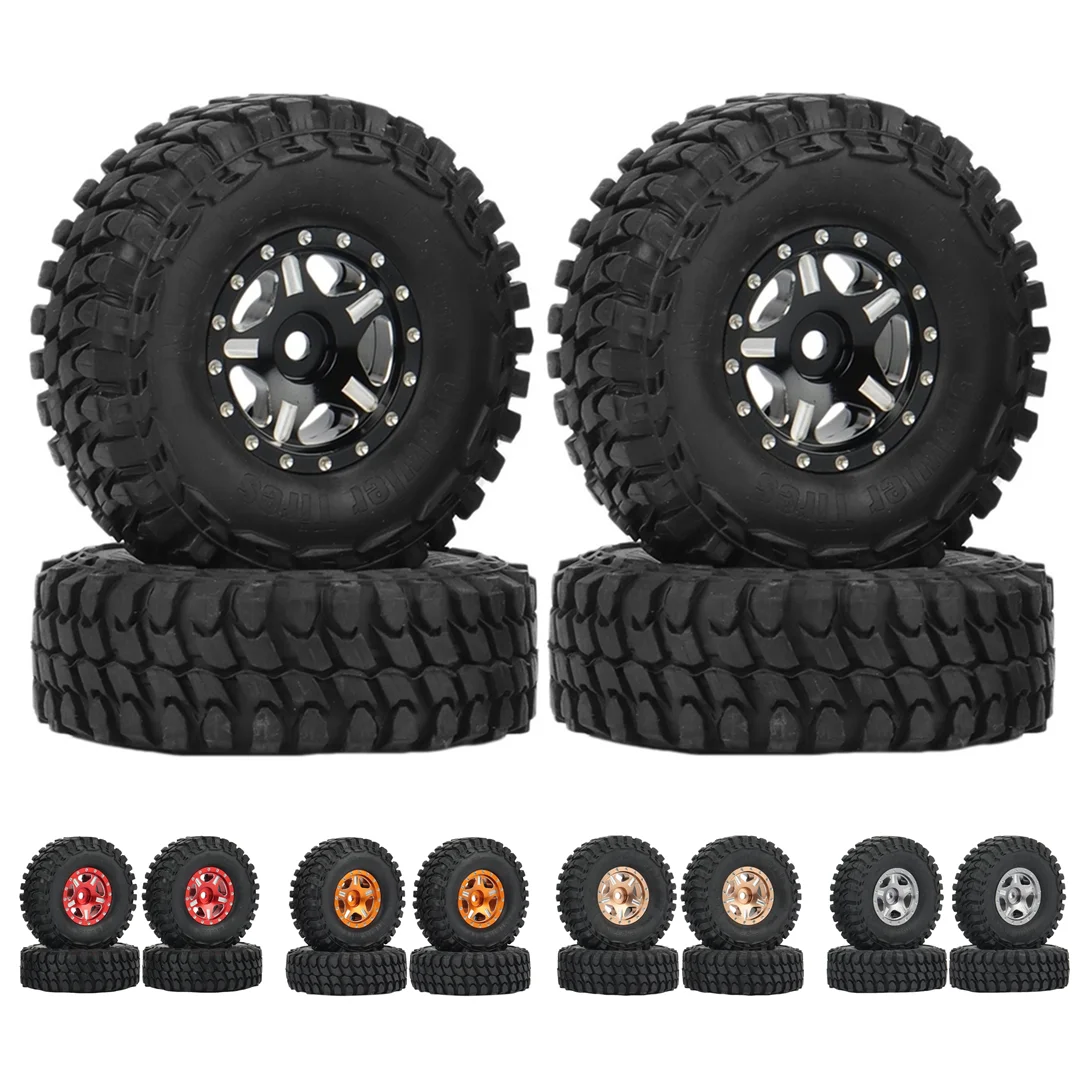 

1.0" Metal Beadlock Wheel Tire Set For Axial SCX24 AX24 TRX4M FMS FCX24 1/18 1/24 RC Crawler Car Upgrade Parts