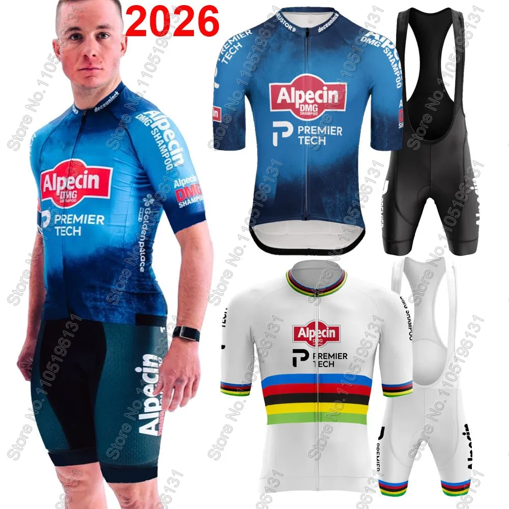 

2026 Alpecin Premier-Tech Team Cycling Jersey Set Short Sleeve Mens Netherlands Clothing Suit MTB Bike Road Shorts Bib Wear