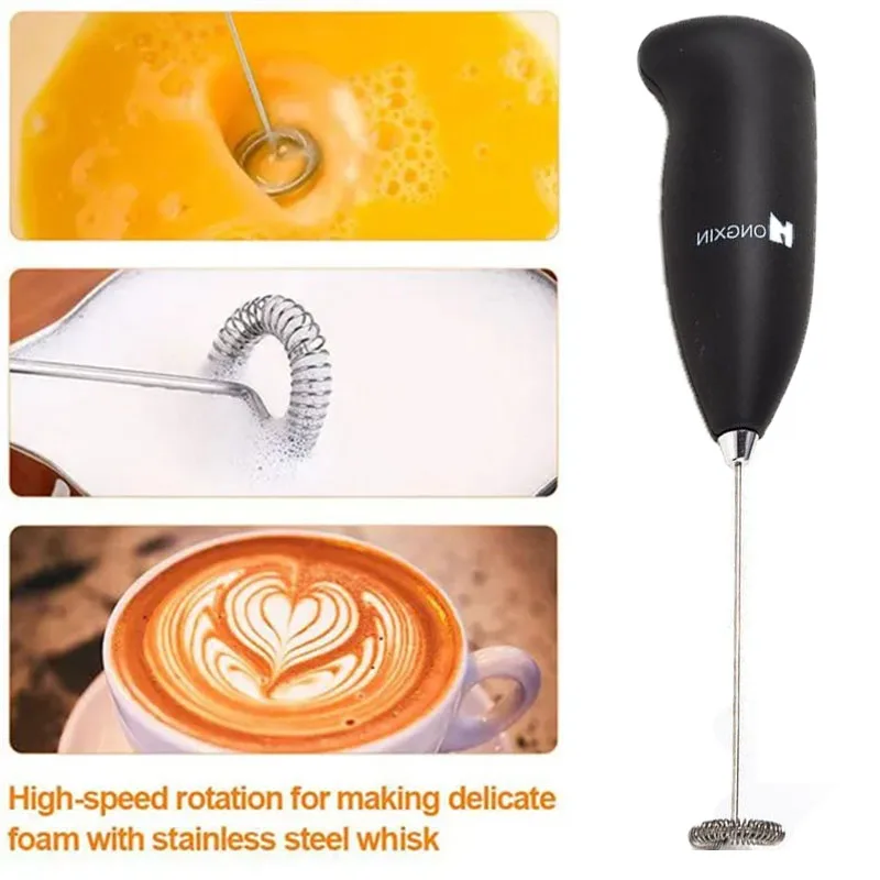 Milk Frother Handheld Mixer Electric Coffee Foamer Egg Beater Stainless Steel Cappuccino Mini Stirrer Portable Home Kitchen Tool