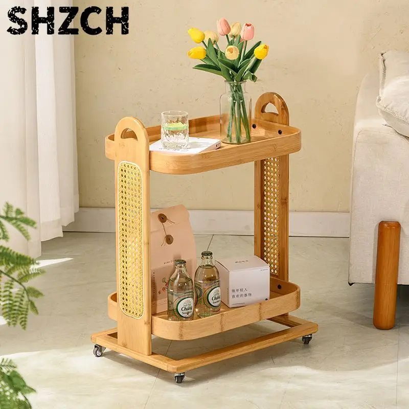 Carrito con estante lateral extraíble, mueble auxiliar para sala de estar, mesita de noche, mesa de centro pequeña, mesa esquine