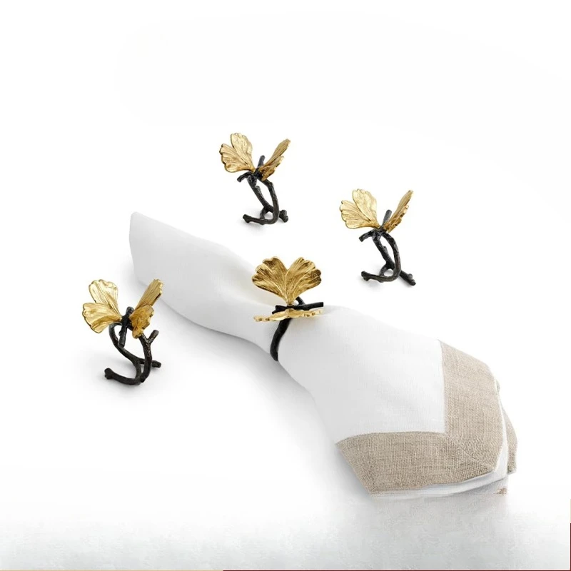 

Lotus napkin buckle four-piece set, handmade western food tissue buckle set housewarming gift