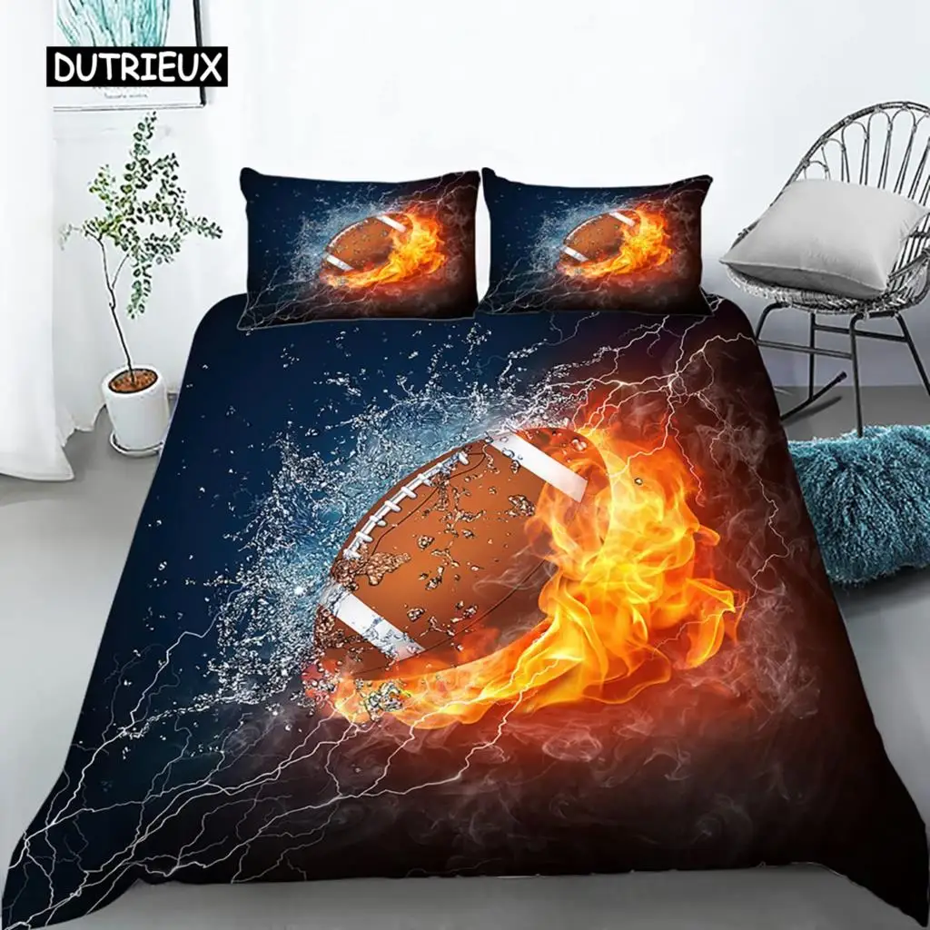 

Football Bedding Set for Teen Boys Sport Duvet Cover Set Football Theme Bedding Set Double Queen King Size Polyester Qulit Cover