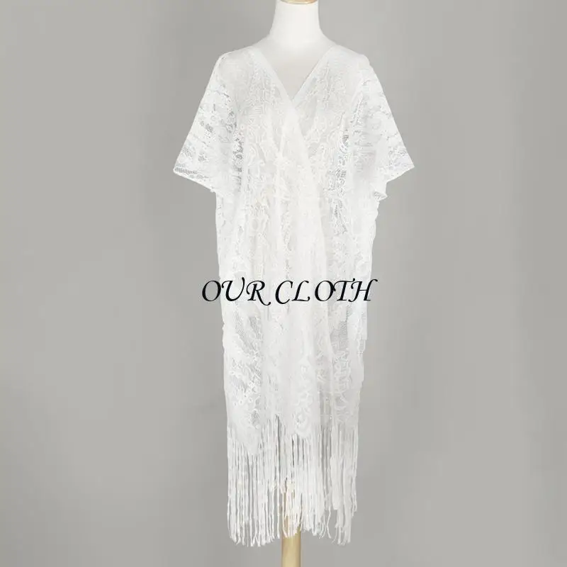 Tankini Cover up Long Pildels Cardigan châle bohème à franges plage décontractée Y1ac