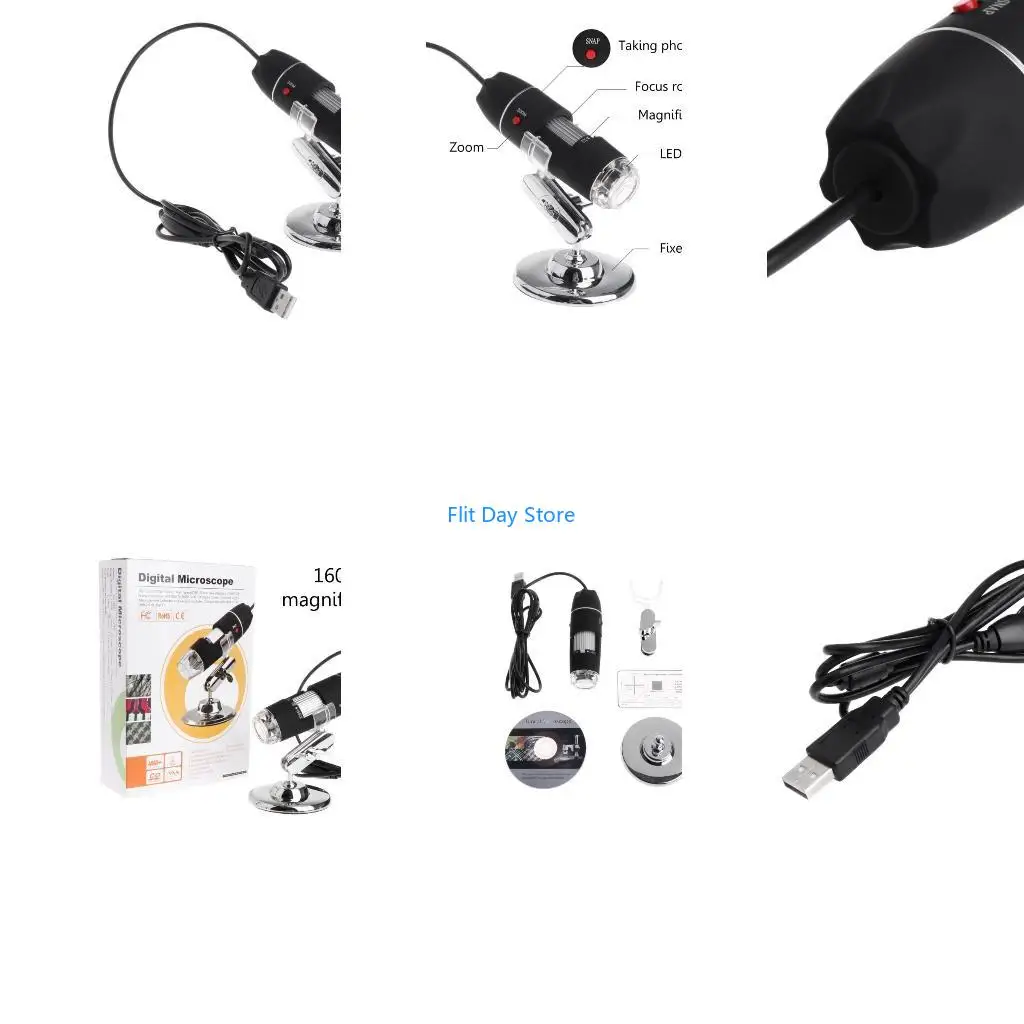 F92C Digital Microscope Handheld USB for HD Inspection Camera 0x-1600x Magnification with Stand for Windows for Mac