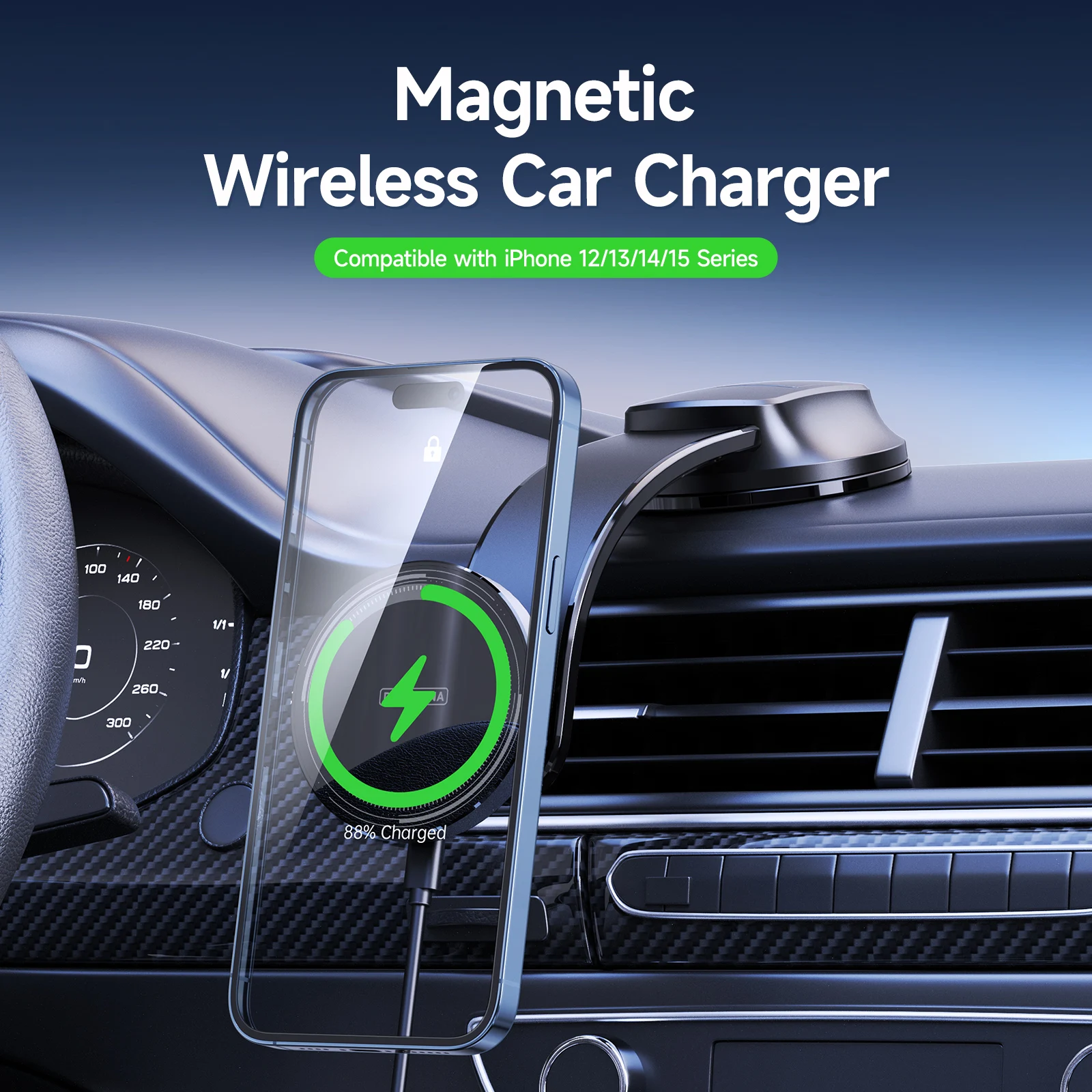 

For Magsafe15W Magnetic Car Phone Holder Stand Wireless Charging Mobile Phone Navigation Bracket Charger Strong Magnet Holder