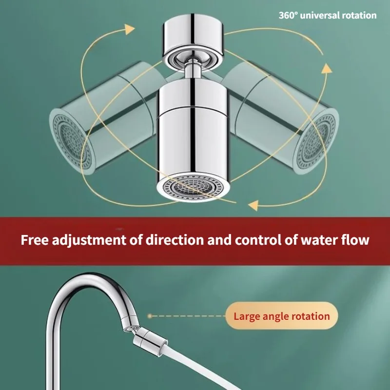 回転式キッチン蛇口スプレーヘッドフィルター、防滴アダプター、調整可能なシンクエアレーター、2モード、360 °