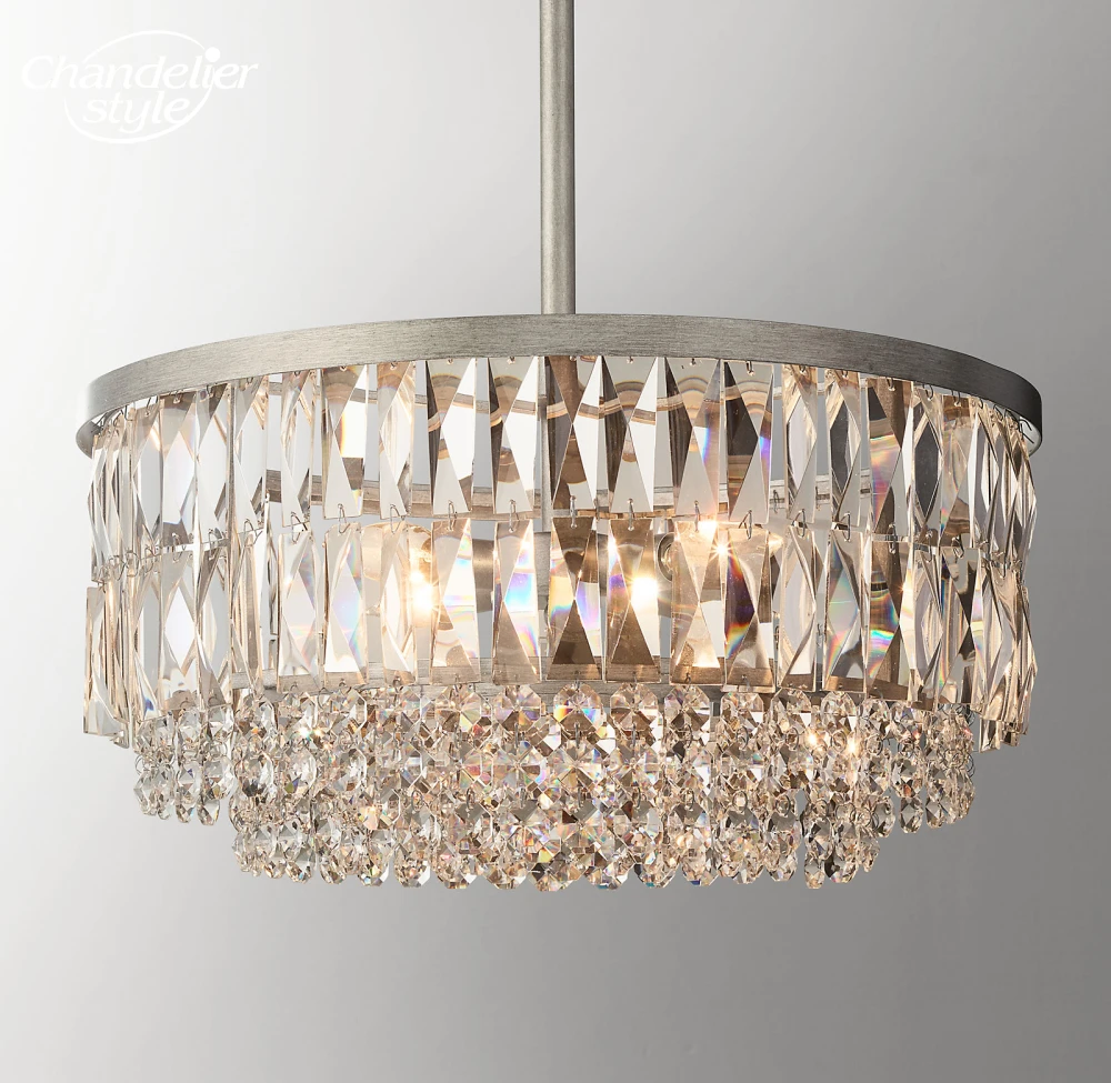 Modern Crystal Chandeliers Round Portia Crystal Large Pendant Lights Fixture Bedroom Living Room Dining Room Hanging Lamps