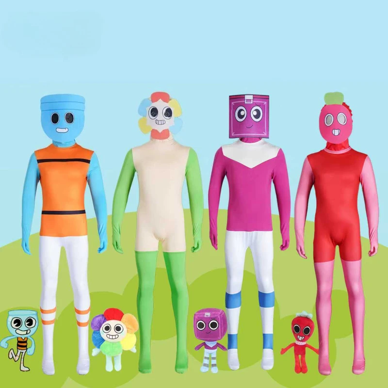 

Survival Horror Game Dandy's World Kids Fancy Dress Up Halloween Costume Child Dandy Sprout Finn Cosplay Jumpsuit for Boys Girls