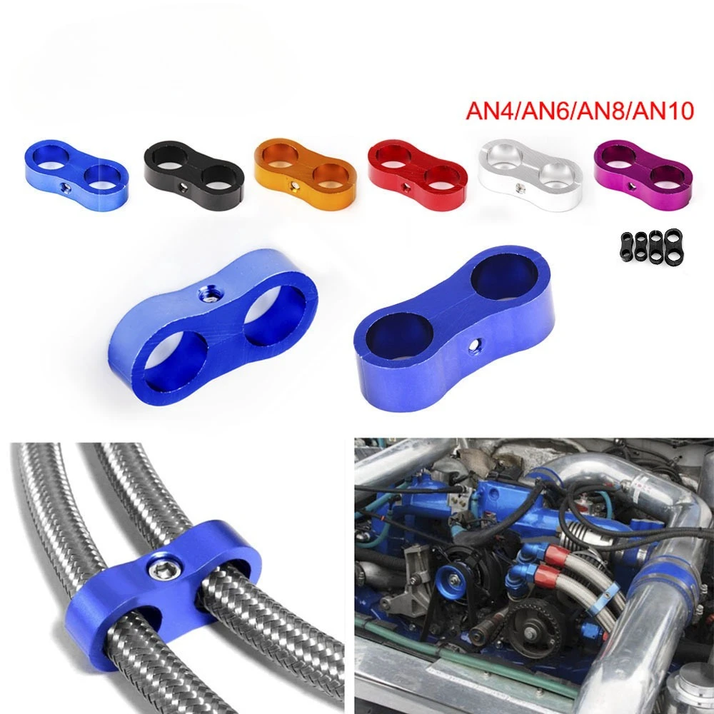 Automotive modification double hole oil pipe clamp separator aluminum alloy wire clamp AN4AN6AN8AN10