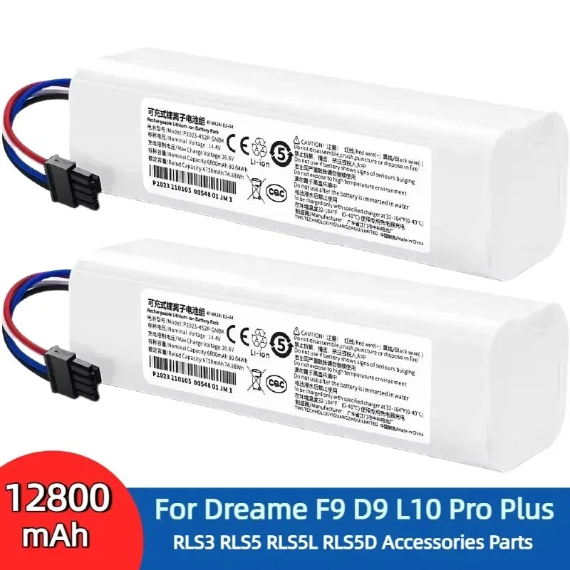 

100% Original 14.4V 12800mAh Robotic Vacuum Cleaner Replacement Battery For Dreame F9 D9 L10 Pro Plus RLS3 RLS5 RLS5L RLS5D Part