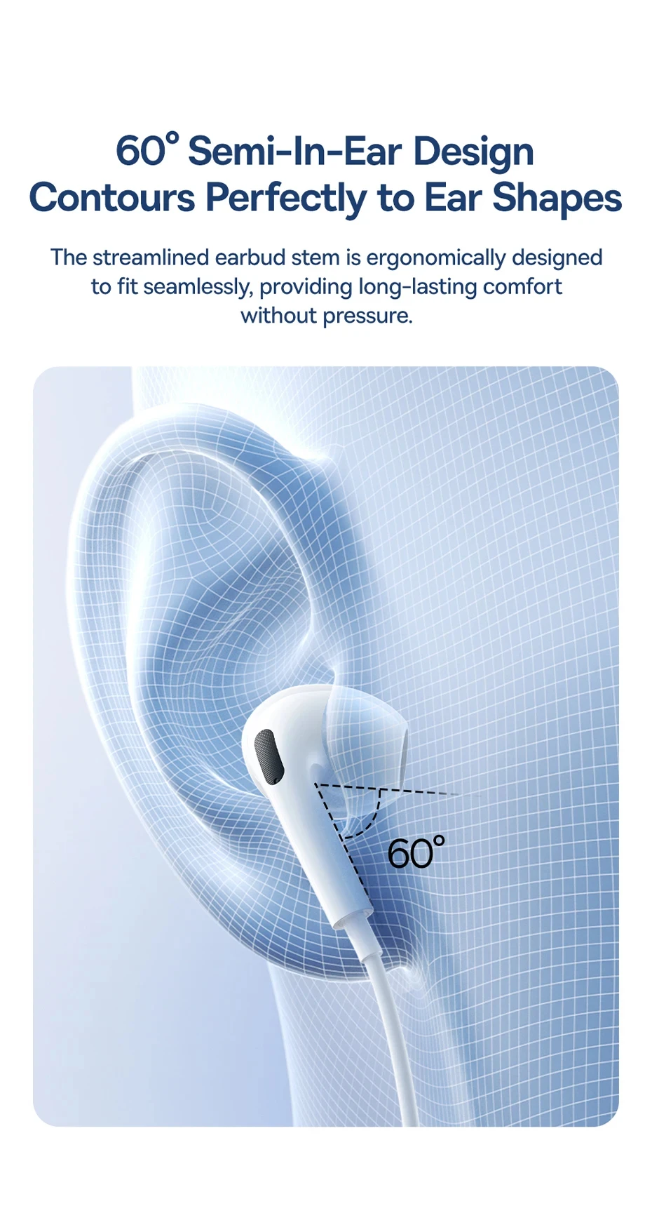 Auriculares con cable Baseus Encok CZ19 semi-in-ear tipo C con micrófono para IOS, Mac, Xiaomi, Samsung, HUAWEI, computa