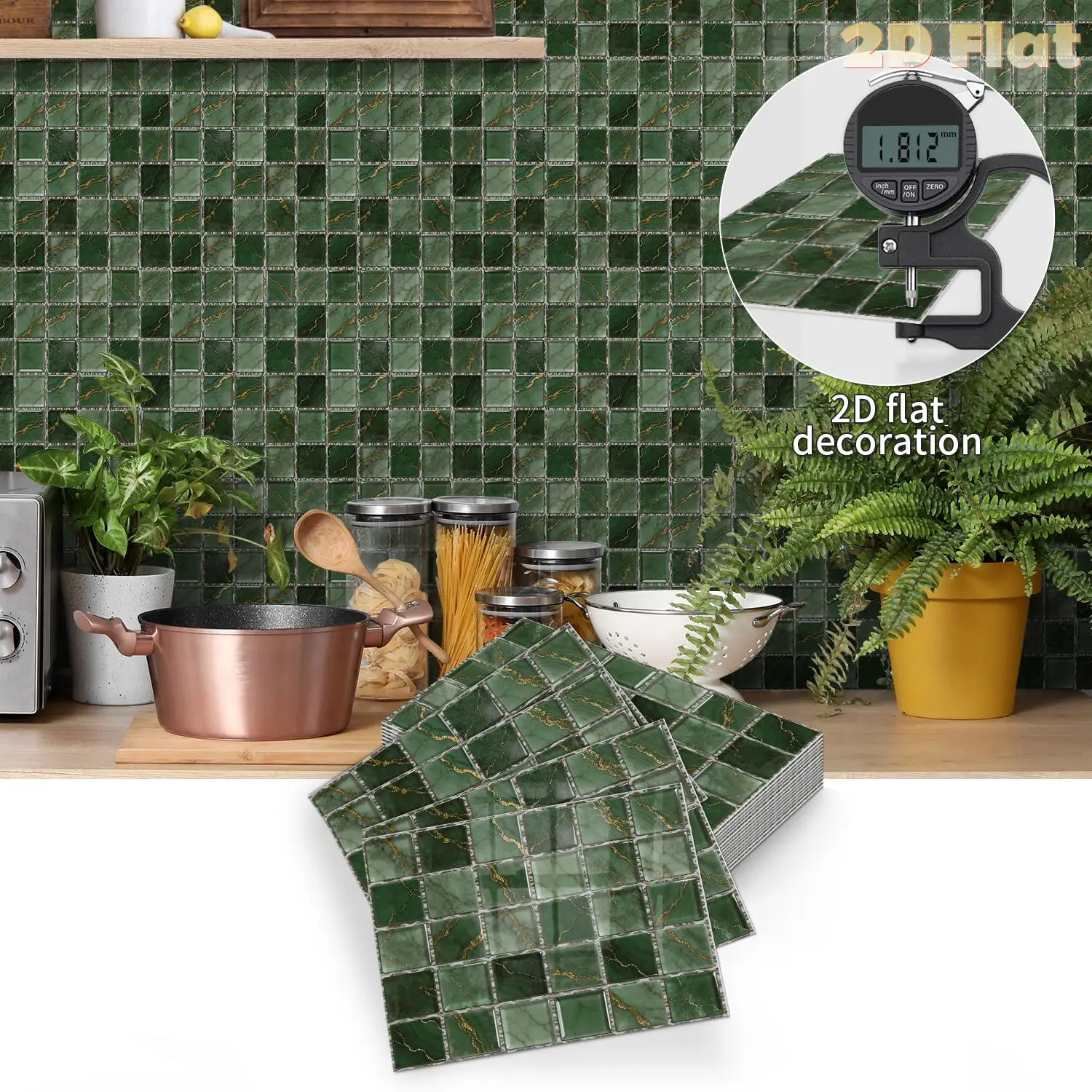 

Набор из 10/11/12/13/14 шт. 2D плоских плиток для декора к Пасхе – роскошные квадратные настенные плитки из темно-зеленого мрамора – виниловые самоклеящиеся плитки для облицовки стен