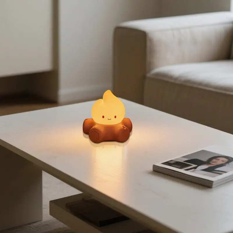 Flame Light Campfire Night Light Rechargeable Table Lamp Desk Accessories Home Decoration For Living Room Reading Corner Kids