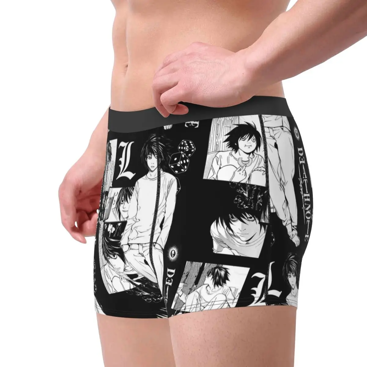 L Lawliet Deaths Notes Men Underwear Boxer Shorts Panties Novelty Soft Underpants for Male Plus Size