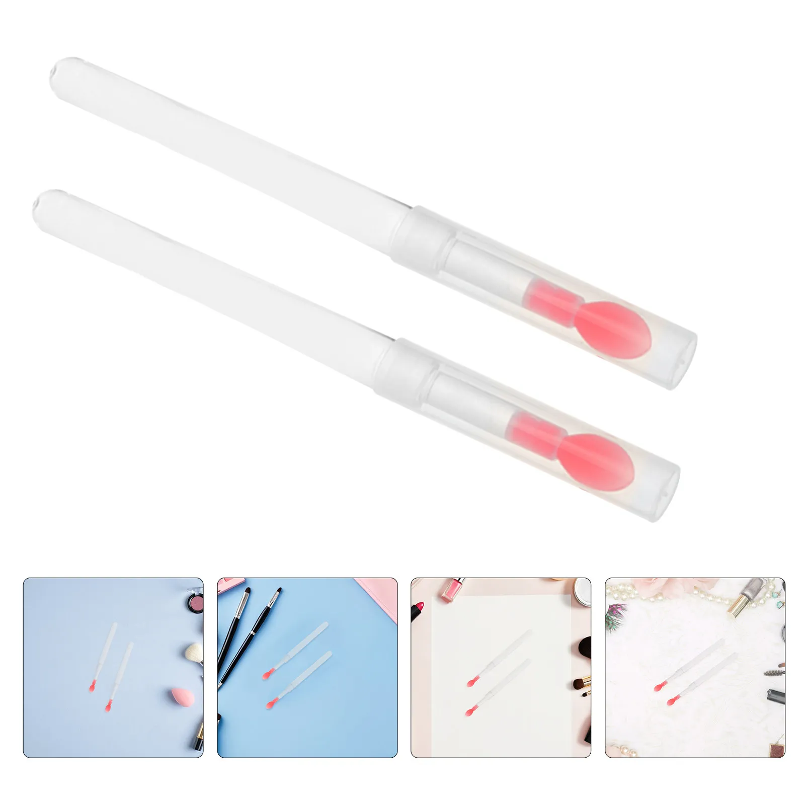 60Pcs Lip Brush Set Silicone Applicator Brushes Protective Caps Reusable Lipstick Lip Gloss Makeup Tools Portable Travel Beauty