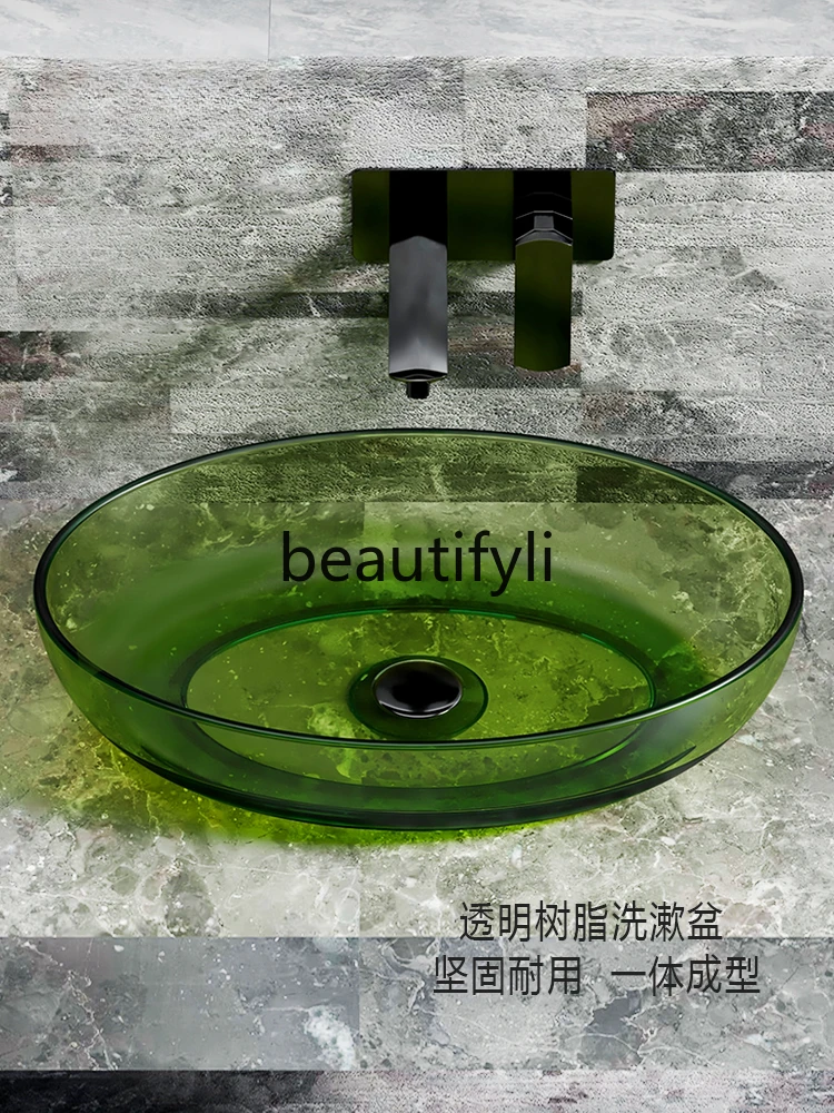 Transparent counter basin Household wash basin Small size Color resin hotel B & B art wash basin