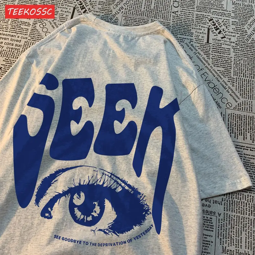 Fashion Cotton Womans T-Shirts Seek Anticipated Gaze Prints Tees Oversize O-Neck Soft Short Sleeve Comfortable Female Clothes