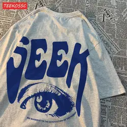 Fashion Cotton Womans T-Shirts Seek Anticipated Gaze Prints Tees Oversize O-Neck Soft Short Sleeve Comfortable Female Clothes