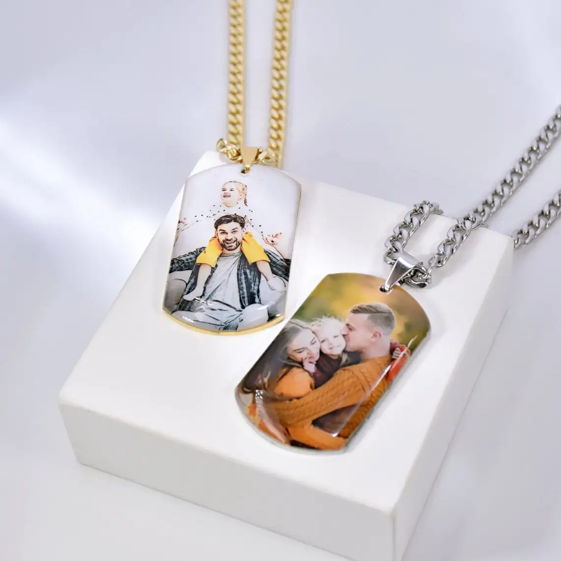 316L Stainless Steel Custom Photo Necklace Engraved Text Picture Pendant Personalized Pet Tag Necklace Memorial Family Jewelry