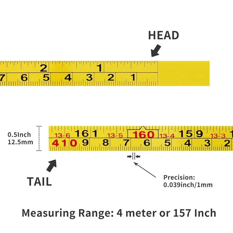 

ABYC 2 Packs Steel Self-Adhesive Measuring Tape, Right to Left Reading 200cm or 78-Inch Imperial and Metric Ruler Tape