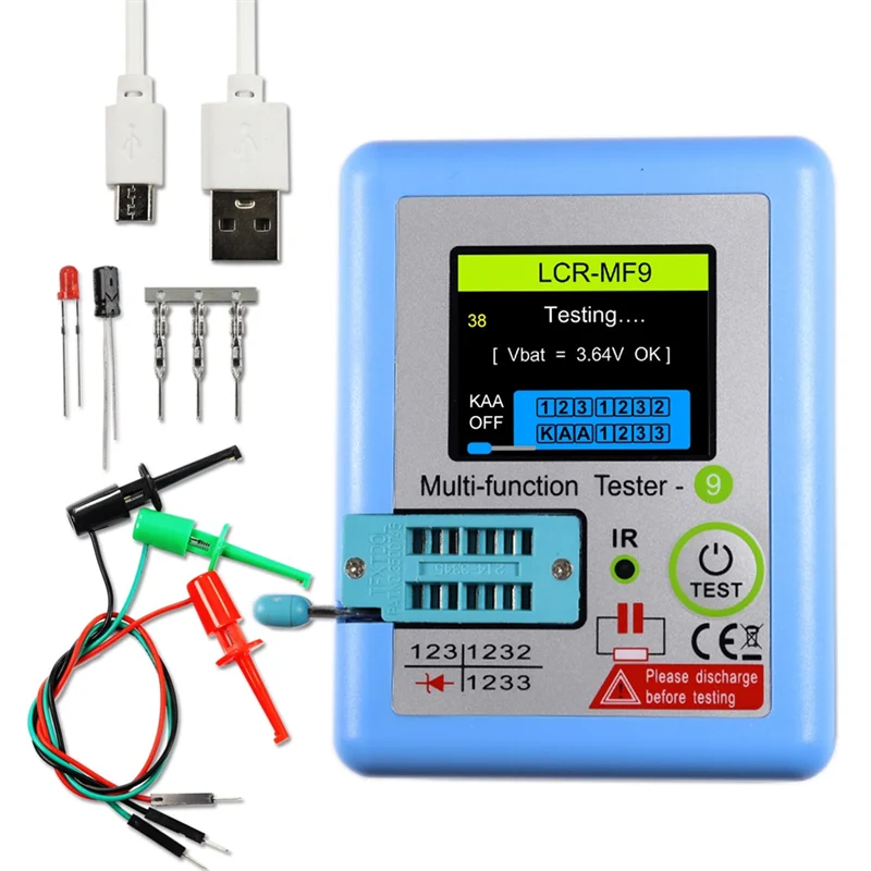 AB08-LCR-MF9 TFT LCD Display Multi-Meter Transistor Tester Diode Triode Capacitor Resistor Test Meter MOSFET NPN PNP Triac