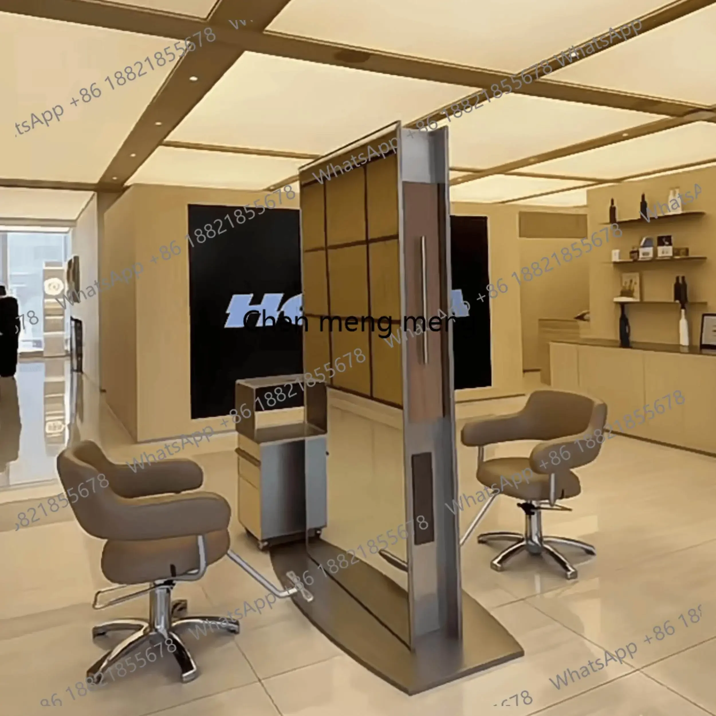 AB03Hair salon double-sided floor, hair salon hair cutting mirror,   salon with locker, high-end   mirror