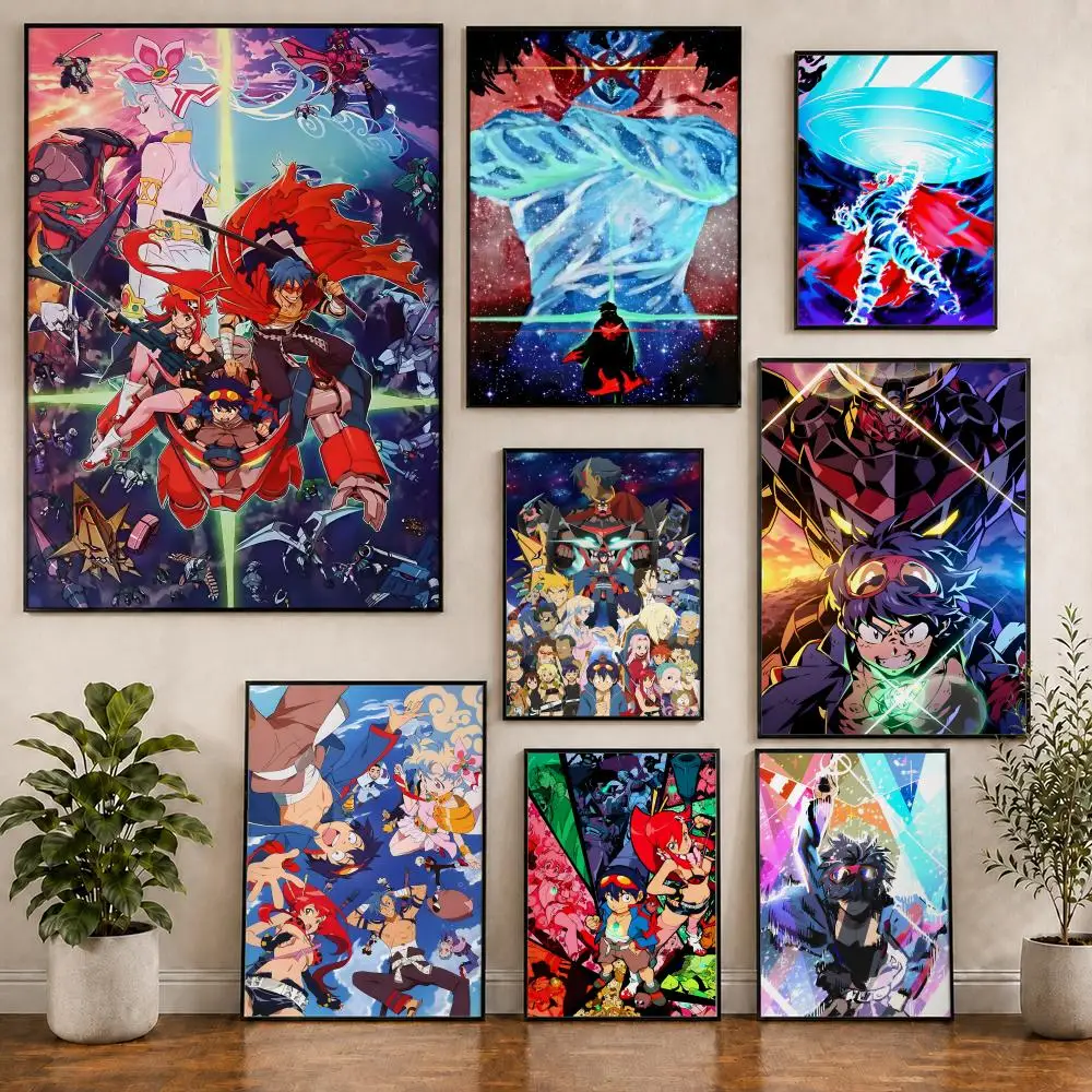 Anime G-Gurren L-Lagann Simon Poster, PVC, HD, zum Abziehen und Aufkleben, modernes Poster, für Zuhause, Büro, Wohnzimmer, Esszimmer, Wanddekoration