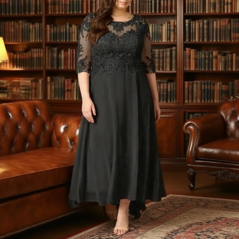 

Long Plus Size Black Mother of the Bride Dresses for Wedding Party Dress vestidos de fiesta elegantes Customized