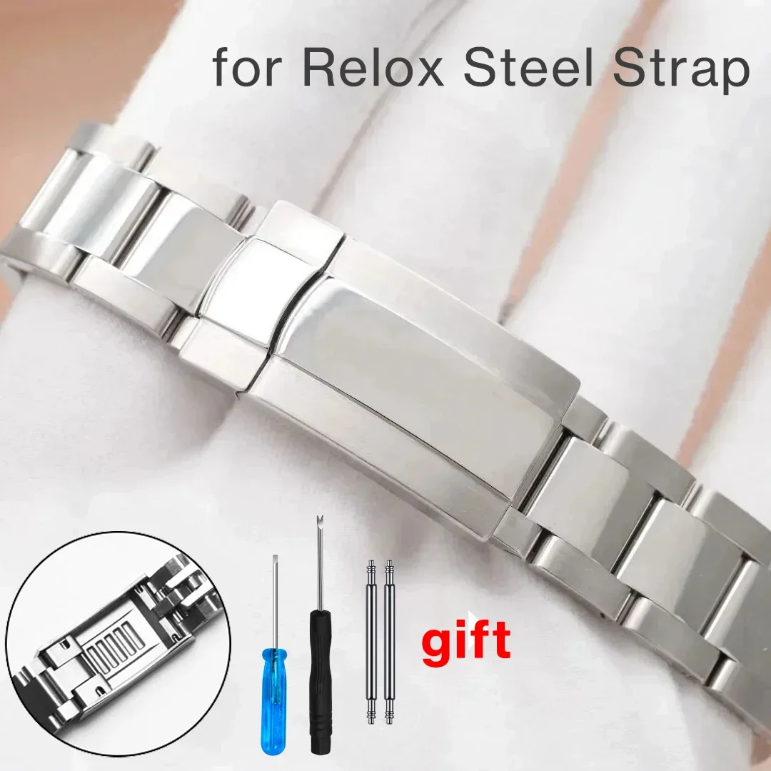 20mm 21mm 904L Watchbands For Relox SUB DAYTONA Men Glide Lock Clasp Watch Strap Solid Stainless Steel Explorer 2 Watch Bracelet