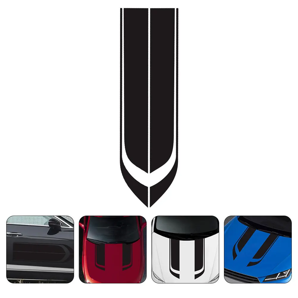 

2Pcs Car Hood Decal Sticker PVC Universal Auto Racing Stripe Vinyl Sticker Modified Front Hood Bumper Graphics Racing