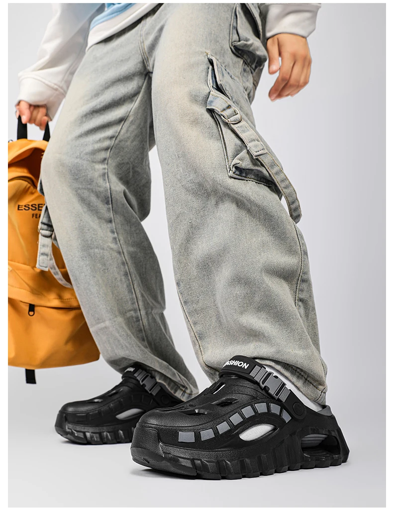 Herren- und Damen-Clogs mit Dicker Sohle, EVA Atmungsaktive Hohle Pantoffeln, Lässige Outdoor-Strand-Garten-Slides, Rutschfeste Plateau-Sandalen – Detail 17